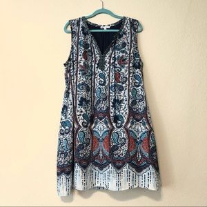 Red white and blue paisley dress, size XL